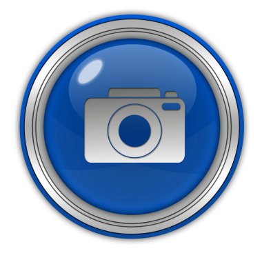 beyaz zemin üzerinde fotoğraf dairesel simgesi