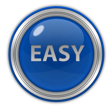 beyaz zemin üzerinde kolay dairesel simgesi