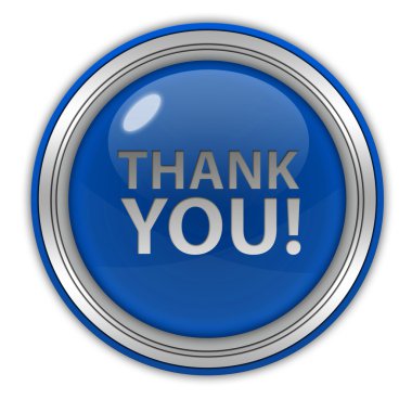 Beyaz arka plan üzerinde dairesel simgesi teşekkür ederim