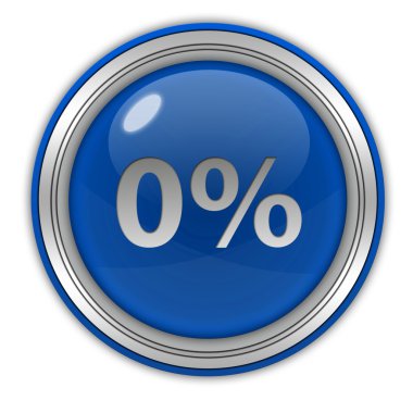 Beyaz arka plan üzerinde yüzde sıfır dairesel simgesi