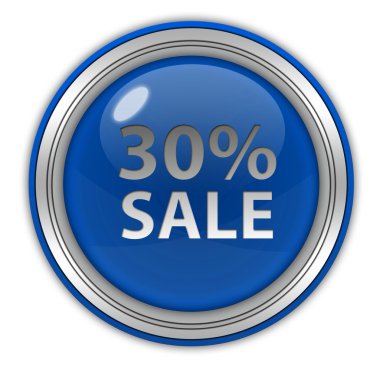 Beyaz arka plan üzerinde satış % 30'u dairesel simgesi