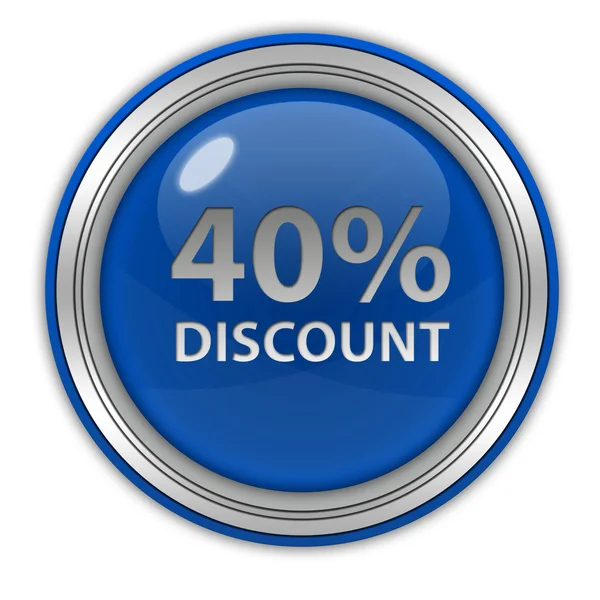 Discount forty percent circular icon on white background — Stock Photo, Image