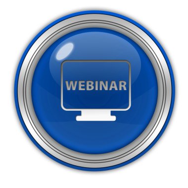 Webinar dairesel simgesi beyaz arka plan üzerinde