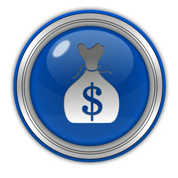 Saco de dinheiro dólar ícone circular no fundo branco — Fotografia de Stock