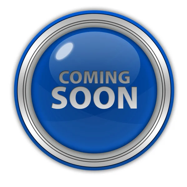 Coming soon circular icon on white background — Stock Photo, Image