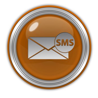 SMS dairesel simgesi beyaz zemin üzerine