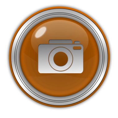 beyaz zemin üzerinde fotoğraf dairesel simgesi