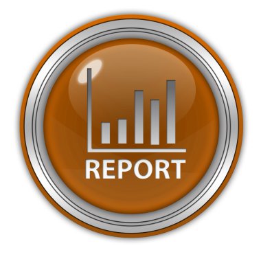 Beyaz arka plan üzerinde rapor dairesel simgesi