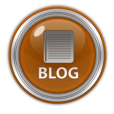 Beyaz arka plan üzerinde blog dairesel simgesi