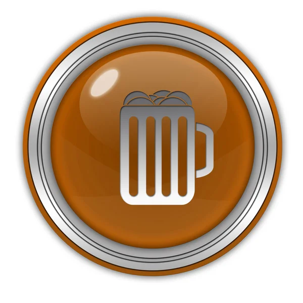 Kulatá ikona pivo na bílém pozadí — Stock fotografie
