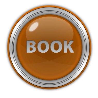 Beyaz arka plan üzerinde kitap dairesel simgesi