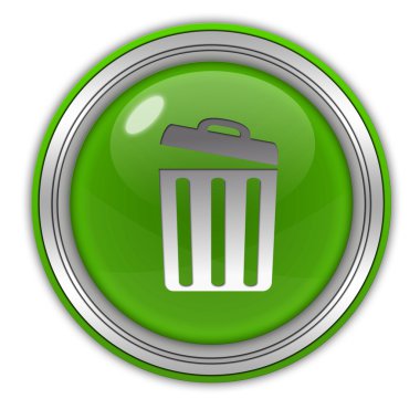 beyaz zemin üzerinde dairesel simgesini çöp kutusu