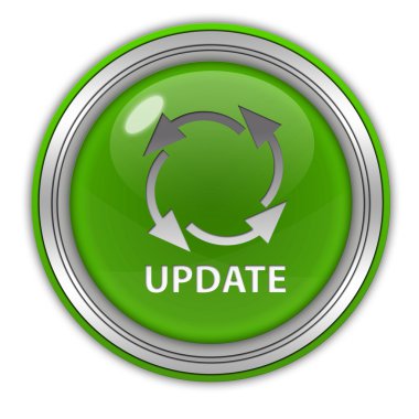Beyaz arka plan üzerinde Update dairesel simgesi
