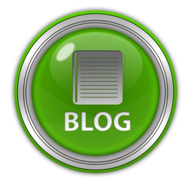 Beyaz arka plan üzerinde blog dairesel simgesi