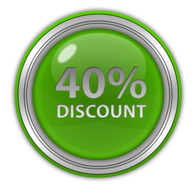 Yüzde kırk dairesel simgesi beyaz arka plan üzerinde indirim