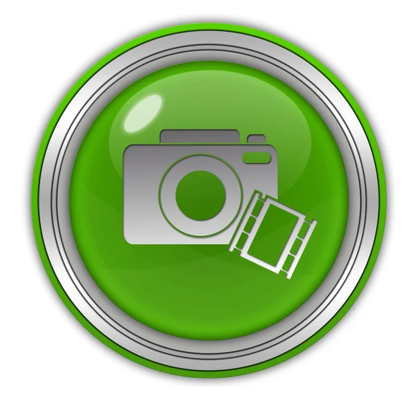 Круглая иконка камеры на белом фоне — стоковое фото
