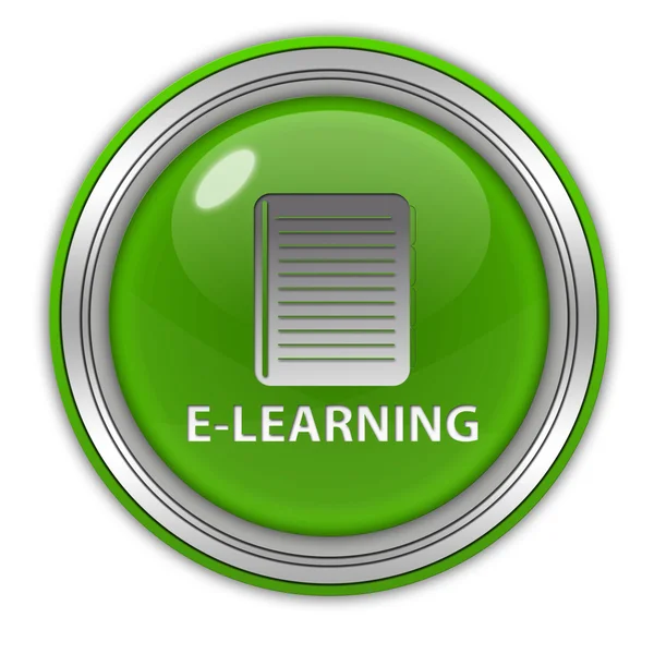 Icono circular de aprendizaje electrónico sobre fondo blanco — Foto de Stock