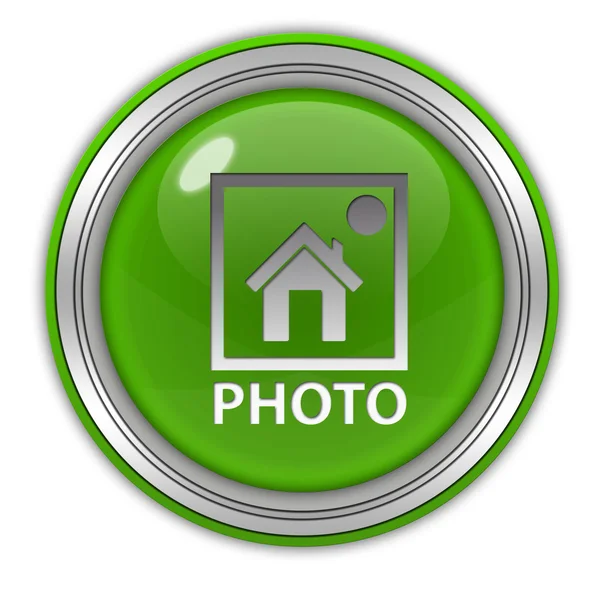 Foto kulatá ikona na bílém pozadí — Stock fotografie
