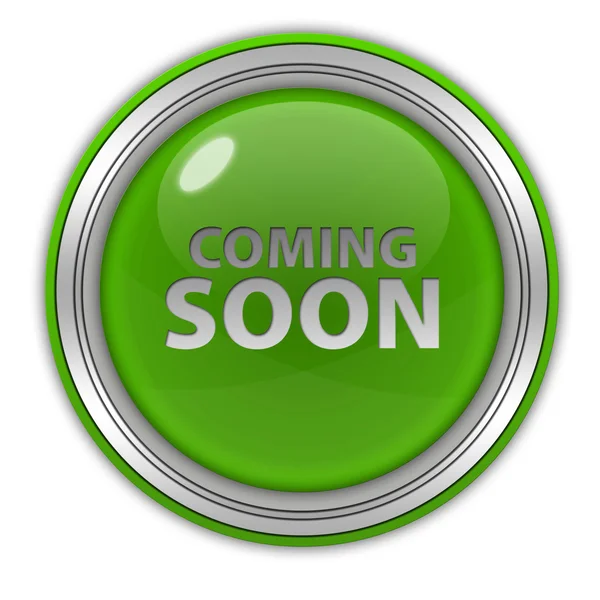 Coming soon circular icon on white background — Stock Photo, Image