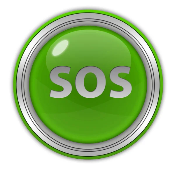 Kulatá ikona SOS na bílém pozadí — Stock fotografie