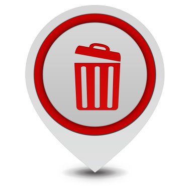 çöp kutusu beyaz arka plan üzerinde işaretçi simgesi