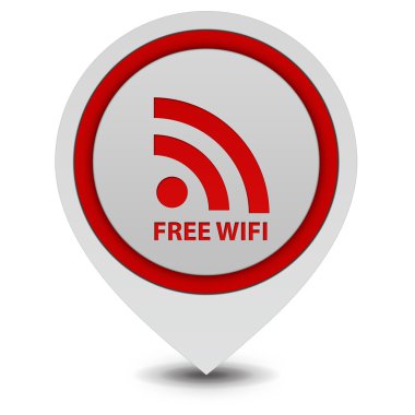 Ücretsiz Wi-Fi işaretçi simgesi beyaz zemin üzerine