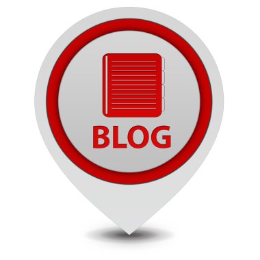 Blog işaretçi simgesi beyaz zemin üzerine