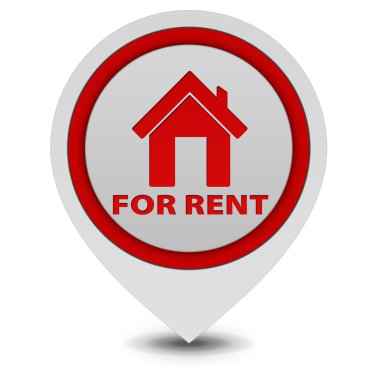 Kiralık beyaz arka plan üzerinde işaretçi simgesi