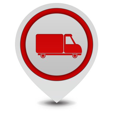 Kamyon işaretçi simgesi beyaz arka plan üzerinde