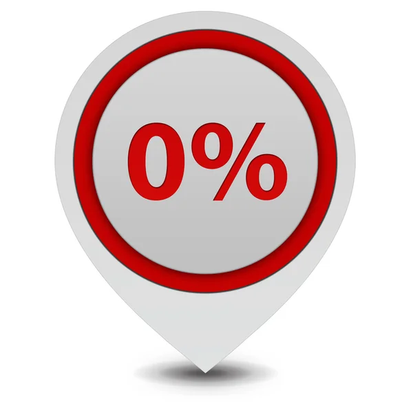 Zero percent pointer icon on white background — Stock Photo, Image