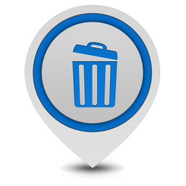 çöp kutusu beyaz arka plan üzerinde işaretçi simgesi