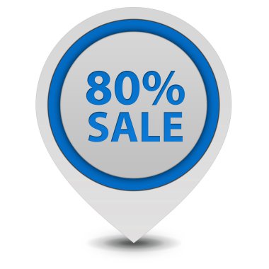 Satış % 80'i işaretçi simgesi beyaz arka plan üzerinde