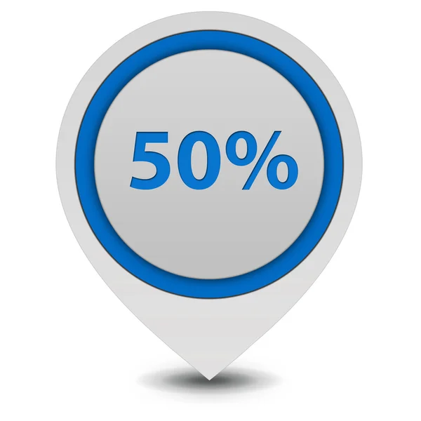 Fivety percent pointer icon on white background — Stock Photo, Image