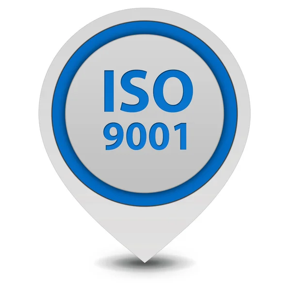 ISO 9001 işaretçi simgesi beyaz zemin üzerine Telifsiz Stok Imajlar