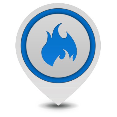 İşaretçi simgesi beyaz arka plan üzerinde ateş