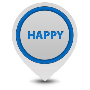 Beyaz arka plan üzerinde mutlu işaretçi simgesi