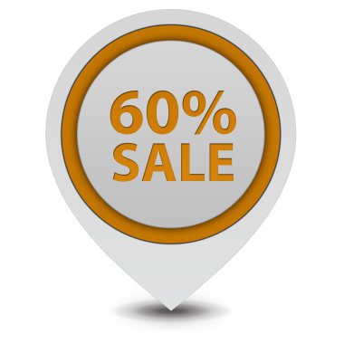 Satışı yüzde altmış işaretçi simgesi beyaz arka plan üzerinde