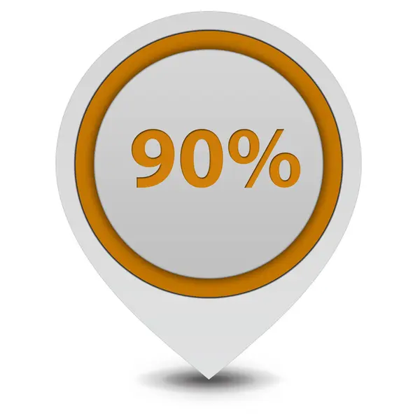 Ícone de ponteiro de noventa por cento no fundo branco — Fotografia de Stock