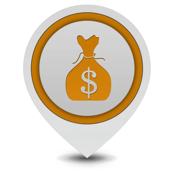 Dollar money bag pointer icon on white background — Stock Photo, Image