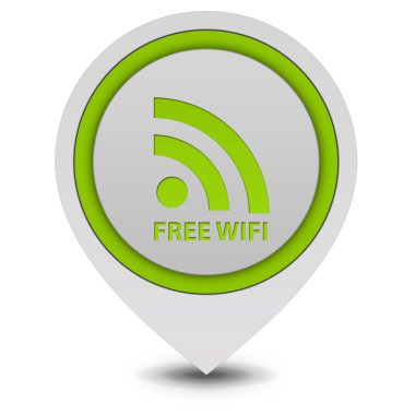 Ücretsiz Wi-Fi işaretçi simgesi beyaz zemin üzerine