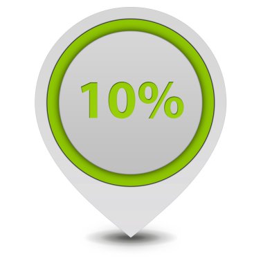 % 10'unu işaretçi simgesi beyaz zemin üzerine