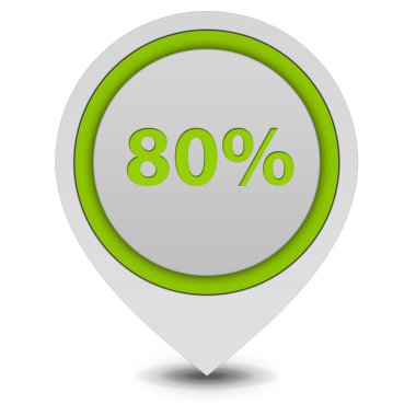 yüzde seksen işaretçi simgesi beyaz zemin üzerine