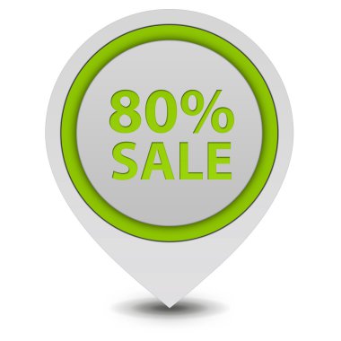 Satış % 80'i işaretçi simgesi beyaz arka plan üzerinde