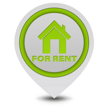 Kiralık beyaz arka plan üzerinde işaretçi simgesi