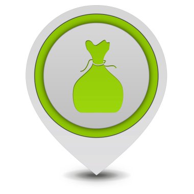 Para çantası işaretçi simgesi beyaz arka plan üzerinde