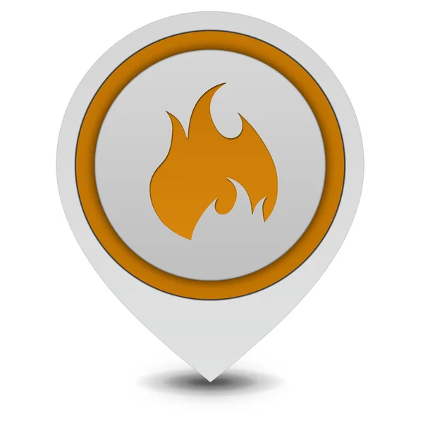 İşaretçi simgesi beyaz arka plan üzerinde ateş — Stok fotoğraf