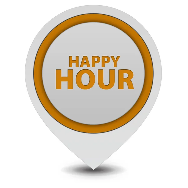 Happy hour icône pointeur sur fond blanc — Photo