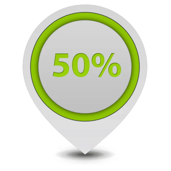Fivety percent pointer icon on white background — Stock Photo, Image