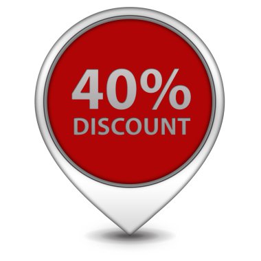 Yüzde kırk işaretçi simgesi beyaz arka plan üzerinde indirim