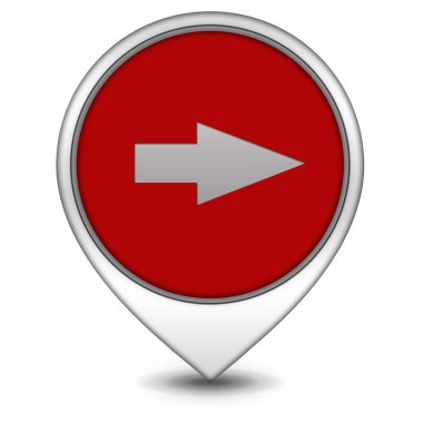 Beyaz arka plan üzerinde sağ ok işaretçi simgesi